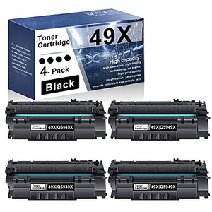 4-Pack 49X | Q5949X Toner Cartridge Black Compatible Replacement for HP 1320(Q5927A) 1320n(Q5928A) 1320nw(Q5929A) 1320tn(Q5930A) 3390(Q6500A) 3392(Q6501A) 1160(Q5933A) Printer Toner Cartridge.