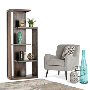 Simpli Home AXCMON-05 Monroe Solid Acacia Wood 72 inch x 30 inch Rustic Bookcase in Distressed Charcoal Brown