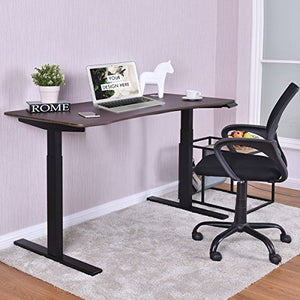 Tangkula Dual Motor Standing Desk Electric Height Adjustable Ergonomic Stand Up Desk Home Office Workstation (Brown)