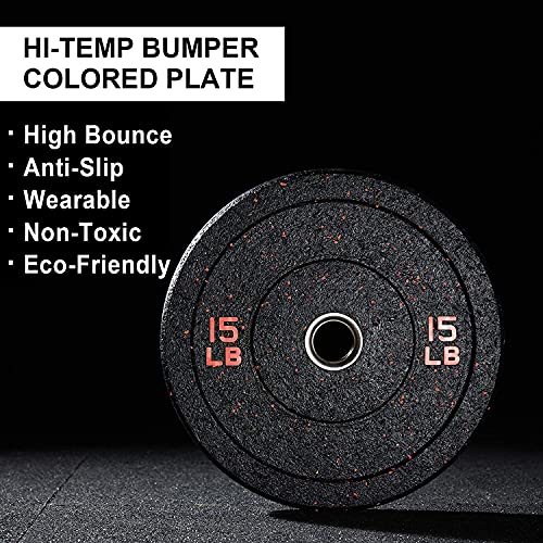 papababe Bumper Plates, Hi-Temp Olympic Weight Plates-Rubber Weights Plates with Color for Weight Lifting and Strength Training,（160lB Set）