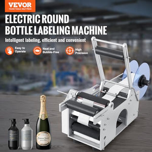 VEVOR Semi-Automatic Round Labeling Machine, Electric Bottle Label Applicator