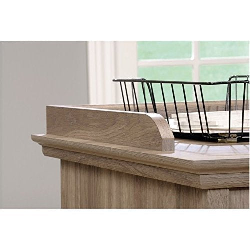 Pemberly Row Home Office L Shaped Corner Desk with Computer Tower Storage Salt Oak Finish
