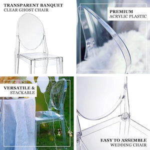 Efavormart Pack of 12 | Clear Transparent Banquet Ghost Chairs