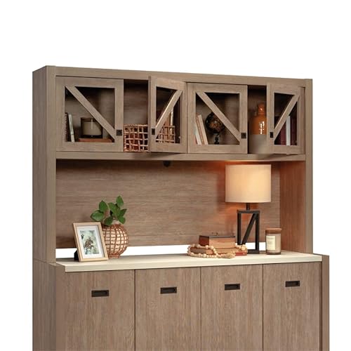 Pemberly Row Large Hutch in Brushed Oak Finish