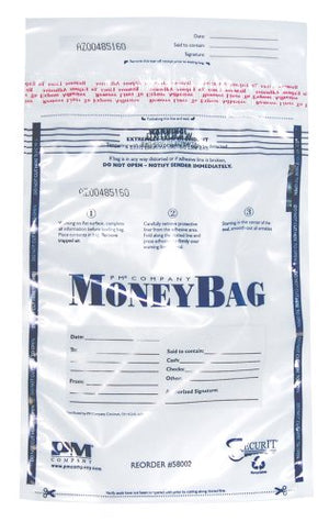 PM Company Disposable Deposit Bag, Clear, 9 x 12 Inches, 100 per Pack, 5 Packs (58002)