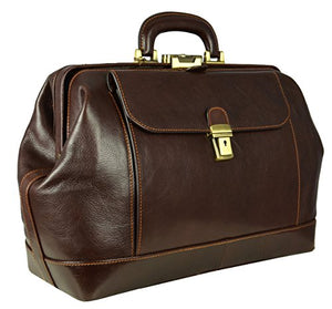Leather Doctor Bag with Key Lock - Full grain Medical Handbag Doctors Briefcase Dyed by Vegetable Tanning Para Satchel Vintage Unisex - Time Resistance