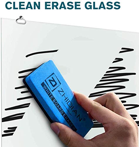 ZHIDIAN Glass Dry Erase Board, Magnetic Tempered Glass Whiteboard, 4 x 5 Feet, 4 Markers 1 Eraser, Bright White and Frameless for Wall