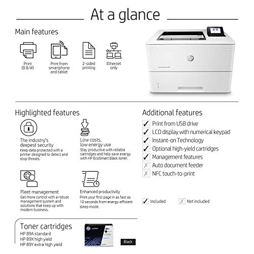 HP Laserjet Enterprise M507dn with One-Year, Next-Business Day, Onsite Warranty, Works with Alexa (1PV87A)