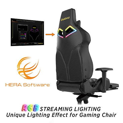 GAMDIAS Multi-Color RGB Gaming Chair High Back with Footrest Adjusting Headrest and Lumbar Support, Black (Achilles P1 Black/Black)
