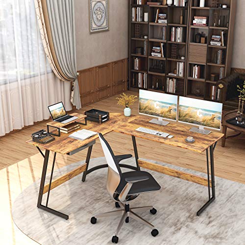 CubiCubi Modern L-Shaped Desk Computer Corner Desk, 59.1" Home Office Writing Study Workstation with Small Table, Space Saving, Easy to Assemble