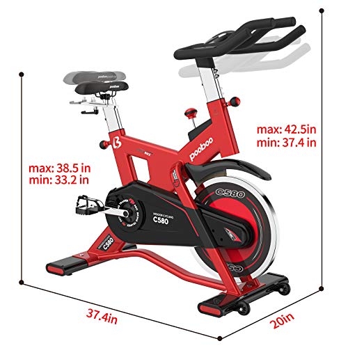 cycool Stationary Exercise Bikes Indoor Cycling with 44 lbs Flywheel,LCD Monitor,Belt Drive, Comfortable Seat for Home Cardio Workout Bike Training (Red580-03)