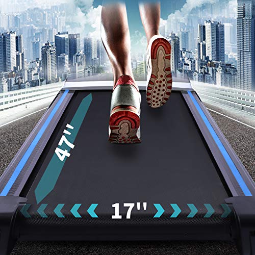ANCHEER Folding Treadmill with Automatic Incline, 3.25HP, 300 lbs Weight Capacity, App Control, Electric Running Treadmills for Home with Large LCD Screen, Bluetooth Speakers