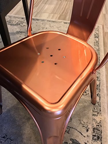 Design Lab MN Dreux Light Rose Gold Steel Side Chair, Set of 4, Chrome Light Rose Gold, Null
