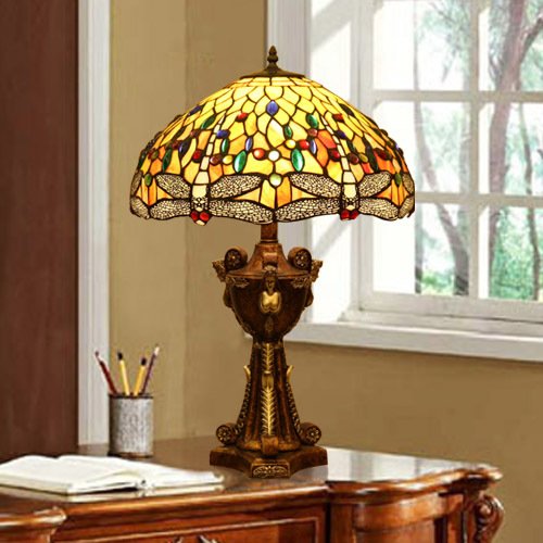 Tiffany Europaische retro style hand-painted stained glass table lamp