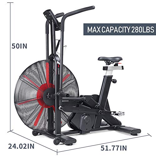 leikefitness Fan Exercise Bike Upright AirBike Indoor Cycling Stationary Bicycle with Unlimited Air Resistance System,Heart Rate Compatibility and Tablet Holder for Home Cardio Workout