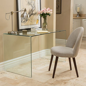 Christopher Knight Home 296695 Javi Tempered Glass Computer Desk, Clear