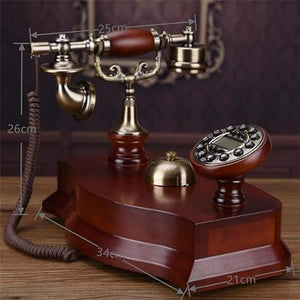 None Antique Fixed Telephone Mechanical Bell Retro Solid Wood Landline Phone Blue Backlight+Handsfree+Caller ID (Style 2)