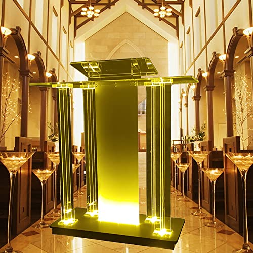 None Podium Stand, Transparent Lectern Stand Up Desk for School, Church, and Events