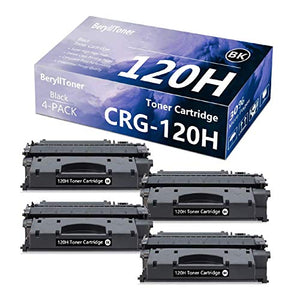 CRG120II High Yield Toner Cartridge (4 Pack Black) Compatible for Canon ImageClass D1320 D1350 D1370 D1520 D1100 D1120 D1150 D1170 D1180 i-Sensys MF6680DN Printer Toner Cartridge, Sold by berylltoner