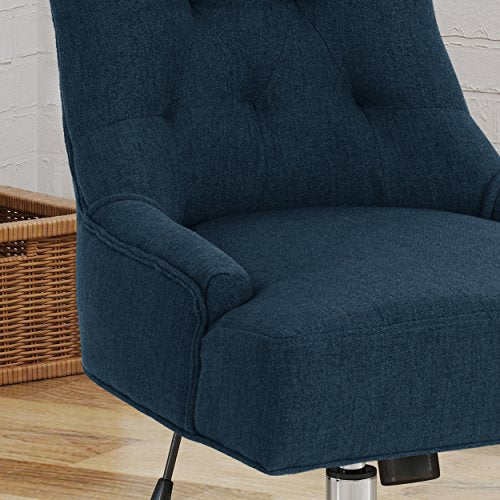 Christopher Knight Home 304968 Bagnold Desk Chair, Navy Blue + Chrome