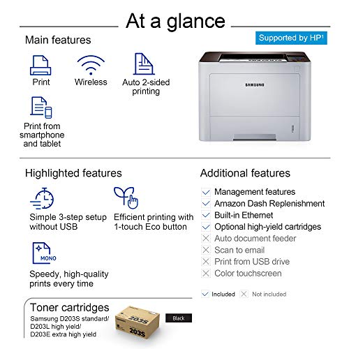 Samsung ProXpress M3820DW Wireless Monochrome Laser Printer with Mobile Connectivity, Duplex Printing, Print Security & Management Tools (SS372C)