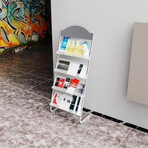 TIST Silver Magazine Rack Floor Standing Document Display Storage Rack