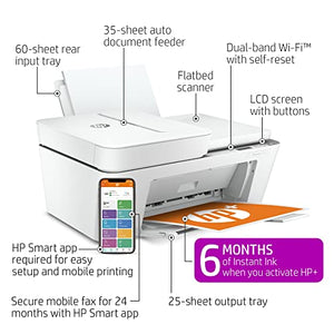 HP DeskJet 4155e All-in-One Wireless Color Printer, with bonus 6 months free Instant Ink with HP+ (26Q90A) , White