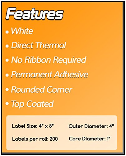 OfficeSmartLabels – 4" x 8" Direct Thermal Labels - Compatible with Zebra & Rollo Desktop Label Printers and More – 1” Core, Permanent Adhesive & Perforated [50 Rolls, 10000 Labels]