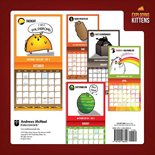 Exploding Kittens 2018 Wall Calendar