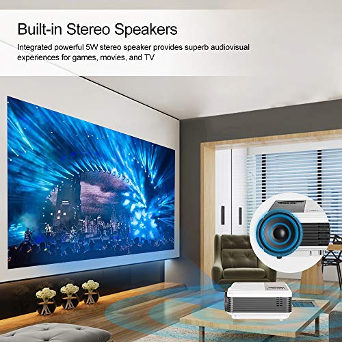 EUG 3900 Lumen WXGA LCD LED Digatal TV Projectors Home Theater with HDMI USB RCA Audio Ypbpr VGA Support Full HD 1080P Multimedia Outdoor Movie Proyector for DVD Laptop Xbox PS4 WiFi Dongle PC Roku