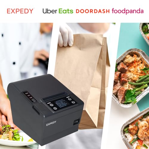 EXPEDY - DoorDash 80mm Receipt Printer - Bluetooth/WiFi/USB - ESC POS Commands - Auto Cutter - Support Cash Drawer - Kitchen