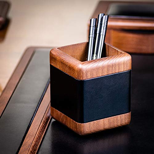 Dacasso Walnut and Leather Desk Set, 3-Piece
