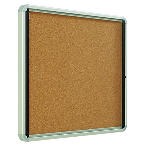 Quartet Enclosed Cork Bulletin Board, 30" x 27" or 6 Sheets, Swing Door, Aluminum Frame (EIHC2730)