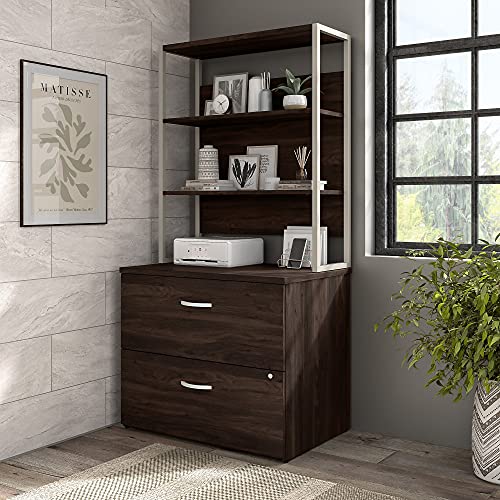 Bush Business Furniture Hybrid 2 Drawer Lateral File Cabinet with Shelves, White