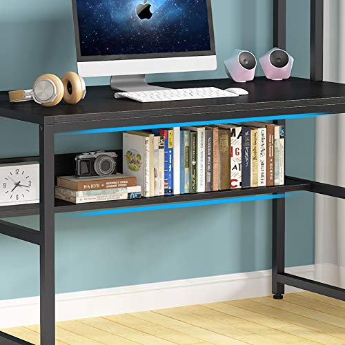 Tribesigns 47 inch Computer Desk with Hutch and Bookshelf, Home Office Desk with Storage Shelf, PC Laptop Workstation Gaming Writing Study Computer Table, Space-Saving Desk for Small Space