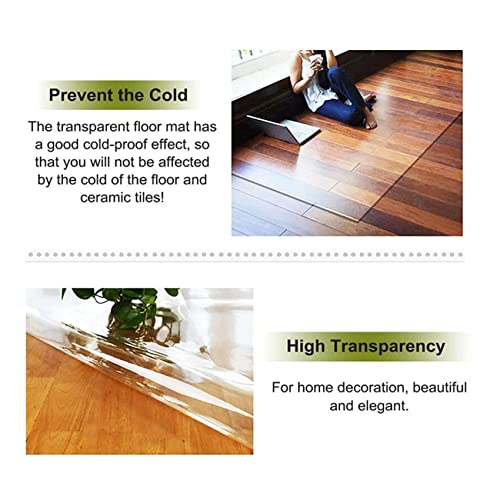 YUYI Clear PVC Desk Chair Mat 2mm Rectangular Vinyl Floor Protector - Non-Slip Durable Mat for Office/Home Hard Floor Carpet - 60/80/100/120/140/160cm Wide