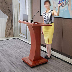 Generic Wooden Mobile Rolling Lectern Podium Stand for Churches - Brown (Coffee)