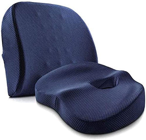 SMSOM Memory Foam Seat Cushion and Lumbar Support Pillow Set for Office Chair - Black