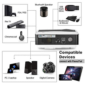 Video Projector WiFi Wireless 4200 Luminous LED LCD Dispaly Max 200", HD Smart Projectors WXGA Home Theater Support 1080p HDMI USB VGA AV iOS Android Miracast Airplay Built-in 10W Speaker