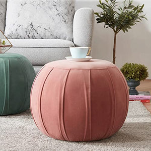 KOHARA Modern Round Lamb Velvet Footstool with Elastic Sponge Filling - Green