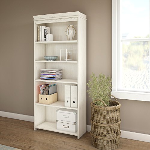 5 Shelf Wooden Library Bookcase, Adjustable Bookshelves, Open Storage Space, Durable And Versatile, Practical Furniture, Perfect For Living Room, Home Office, Bedroom, White Color + Expert Guide