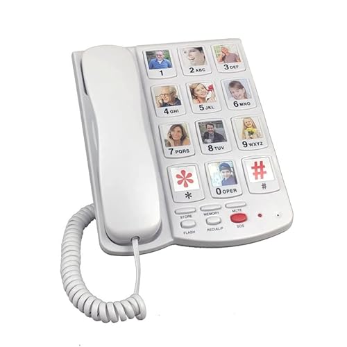 MaGiLL Big Button Cord Phone for Seniors with Picture Memory Key and Amplifier