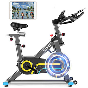 FUNMILY Indoor Cycling Bike, Stationary Exercise Cycle for Home Cardio Workout Fitness with 10 Level Adjustable Magnetic Resistance, LCD Monitor, Larger Seat and Heart Rate Handlebar