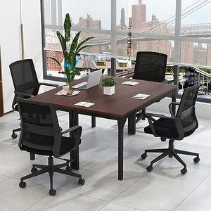 Tangkula Conference Table Set of 4 with Large Tabletop & Metal Frame