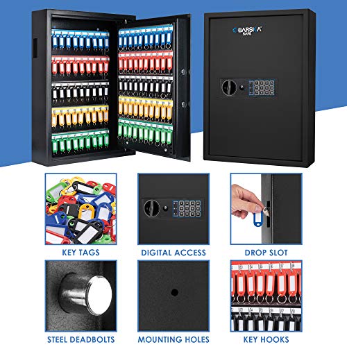 BARSKA Digital Keypad Key Cabinet Safe, Black (AX13370)