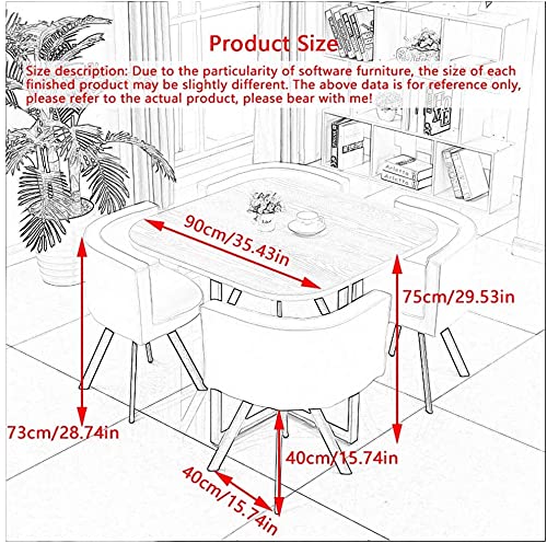 ANSNAM Conference Reception Room Coffee Table with Chair Kitchen Table and Chairs Set 4 Simple Leisure Square Combination Office Lounge Cafe Living Room Balcony Cotton and Linen Chair - Walnut-o