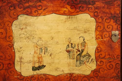 Lschool Jasper Orange Painted Mongolian Sideboard - Bohemian Storage Cabinet
