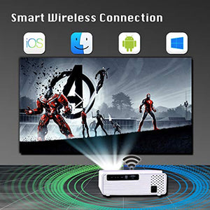 ERISAN S50 Native 1080P Wi-Fi Projector, 5500 Lux WiFi HD Video Projector, Wireless Connect w/iOS, Android, Mac, Windows 10, 300" Display for Home Business