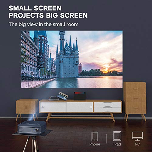 1080P Projector, FUJSU Video Projectors, Full HD Movie Projector for Home Theater Compatible with Laptop, Smartphone, HDMI, Fire TV Stick, PS4, USB