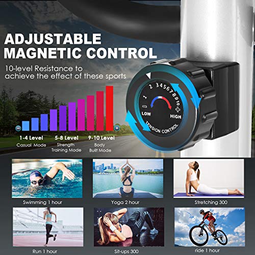 ANCHEER Eliptical Exercise Machine, Magnetic Elliptical Cross Trainer Machine with 3D Virtual APP Control, Updated Top Levels Compact Exercise Machine Smooth Quiet Driven for Home (Purple)
